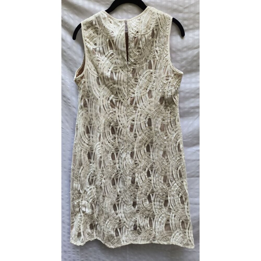 White Size 10 Adrianna Pappel Sleeveless Lace Overlay Shift Dress Nude Lining - Picture 2 of 10